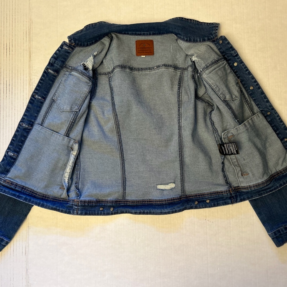 Denim Distressed Jean Jacket by Authentic Denim EN JEAN Collection Sz-M Z12 - Picture 4 of 10